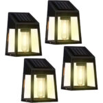 4er-Set Solar Wandleuchte, warm-weisses Licht, schwarz
