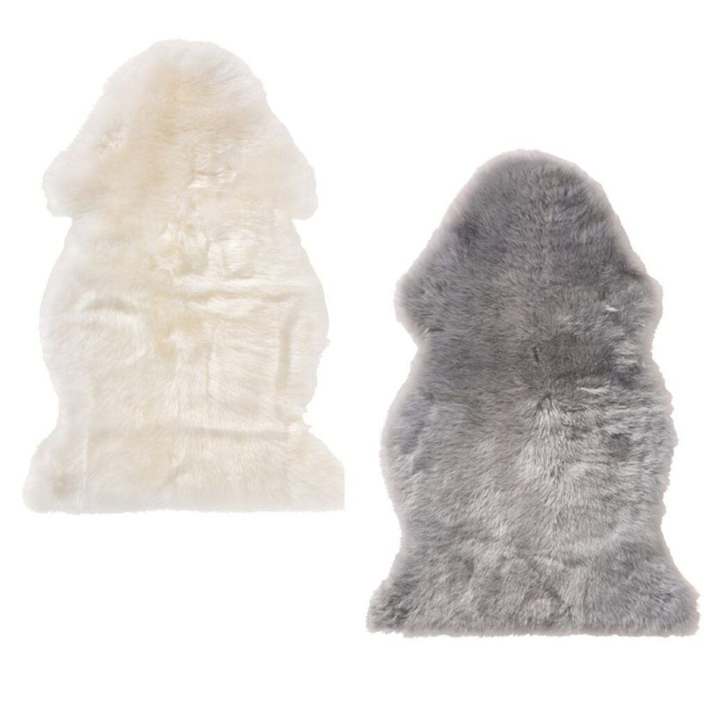 Echte Schaffelle im 2er-Set, flauschig & besonders weich, grau und elfenbein, 90 x 60 cm