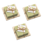 3er-Set Seife mit Oliven- und Lorbeer-Öl, mit Seifenablage aus Travertin