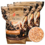 3er-Set Firecurls aus Holz, Flächenanzünder für den Grill und Kamin, 3 x 1 Tüte je 200 g