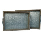 Holztablett-Set mit Zinkplatte , 2er-Set