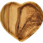 Herzförmige Schale, Olivenholz, schönes Holzmuster, 20 x 21x 2,5cm