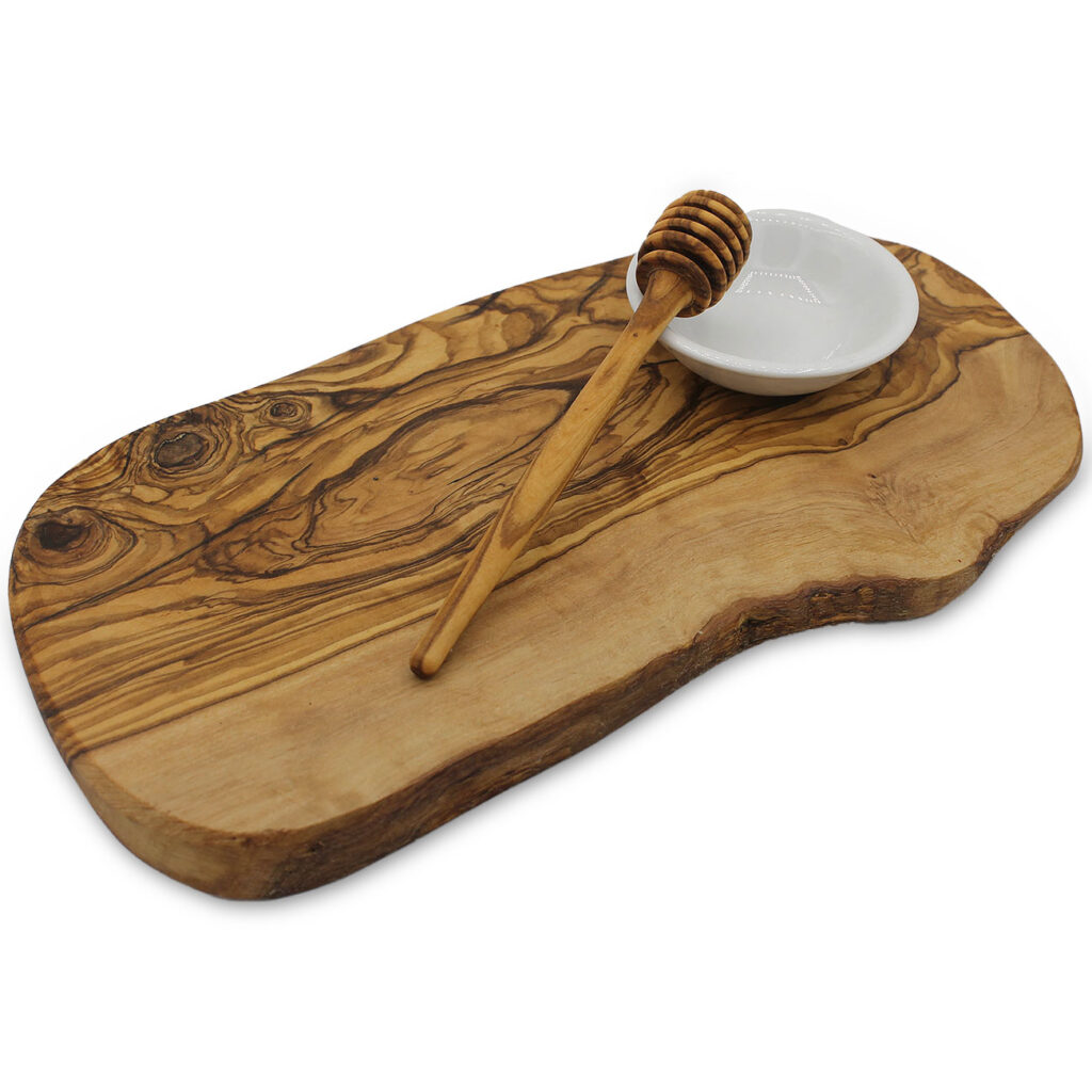 Frühstücks-Set Olive, Brett, Honiglöffel, Schale aus Keramik