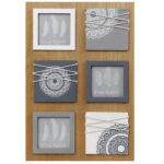Fotorahmen, aus Holz, braun und grau, für 3 Fotos, 31 x 1,5 x 46cm