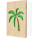 Grusskarte aus Bambus, Palme, grün, Klappkarte
