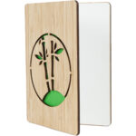 Grusskarte aus Bambus, Bambusgras, grün, Klappkarte