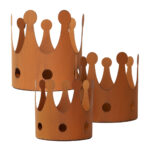 3-teiliger Kerzenhalter, verschieden Grössen, Krone, Rostoptik