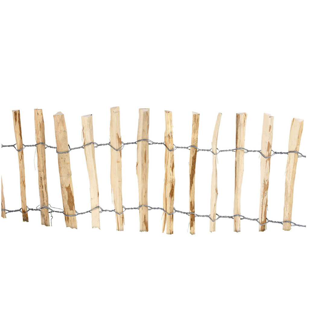 Beeteinfassung aus Haselnuss, Steckzaun mit Pfosten, 35 x 300 cm, Beetumrandung