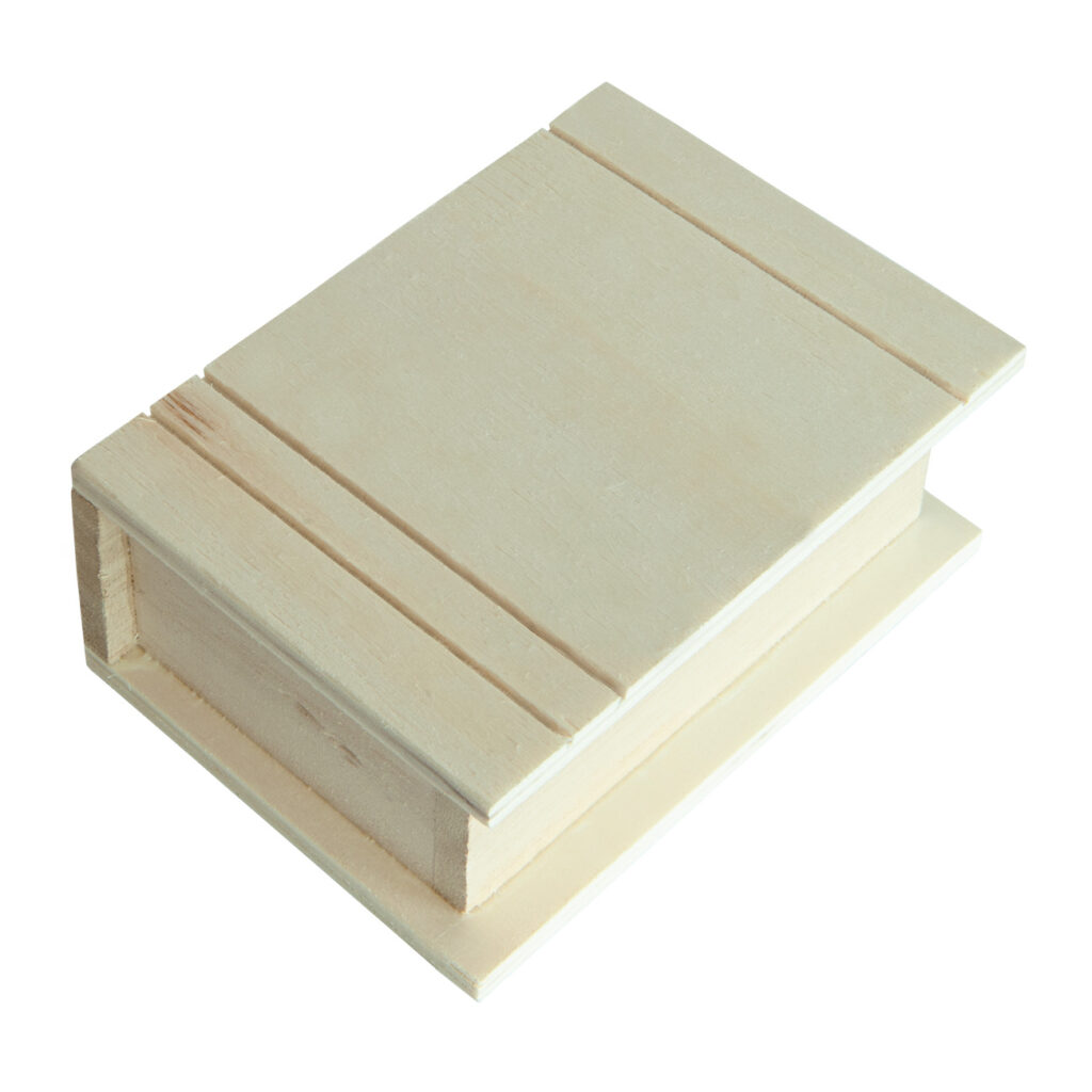 Aufbewahrungsbox aus Holz in Buchform, 12,5 x 9 x 5 cm