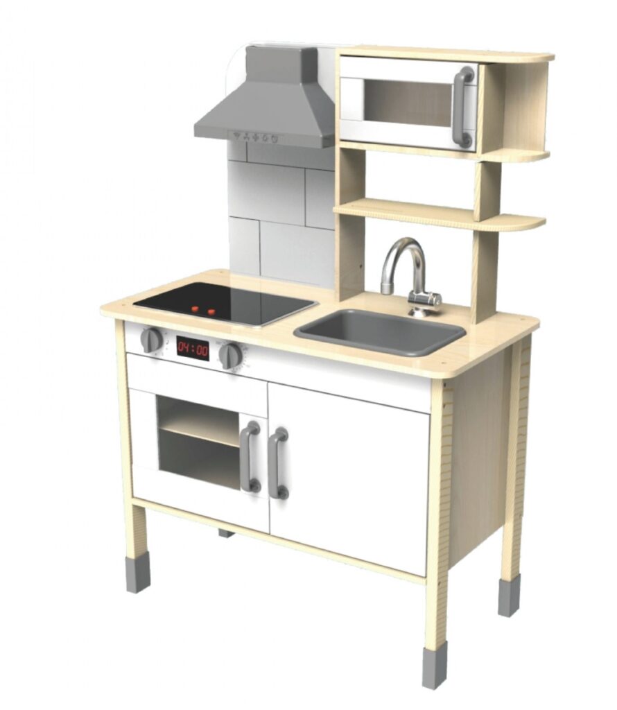 Spielküche aus Holz, detailgetreu, Kinderküche, 36 x 69 x 99,5 cm
