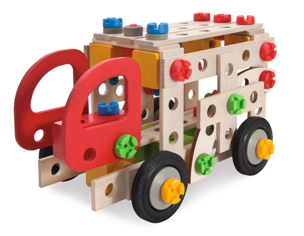 155-teiliges Feuerwehrauto, Krankenwagen oder Polizeiauto aus Buchenholz