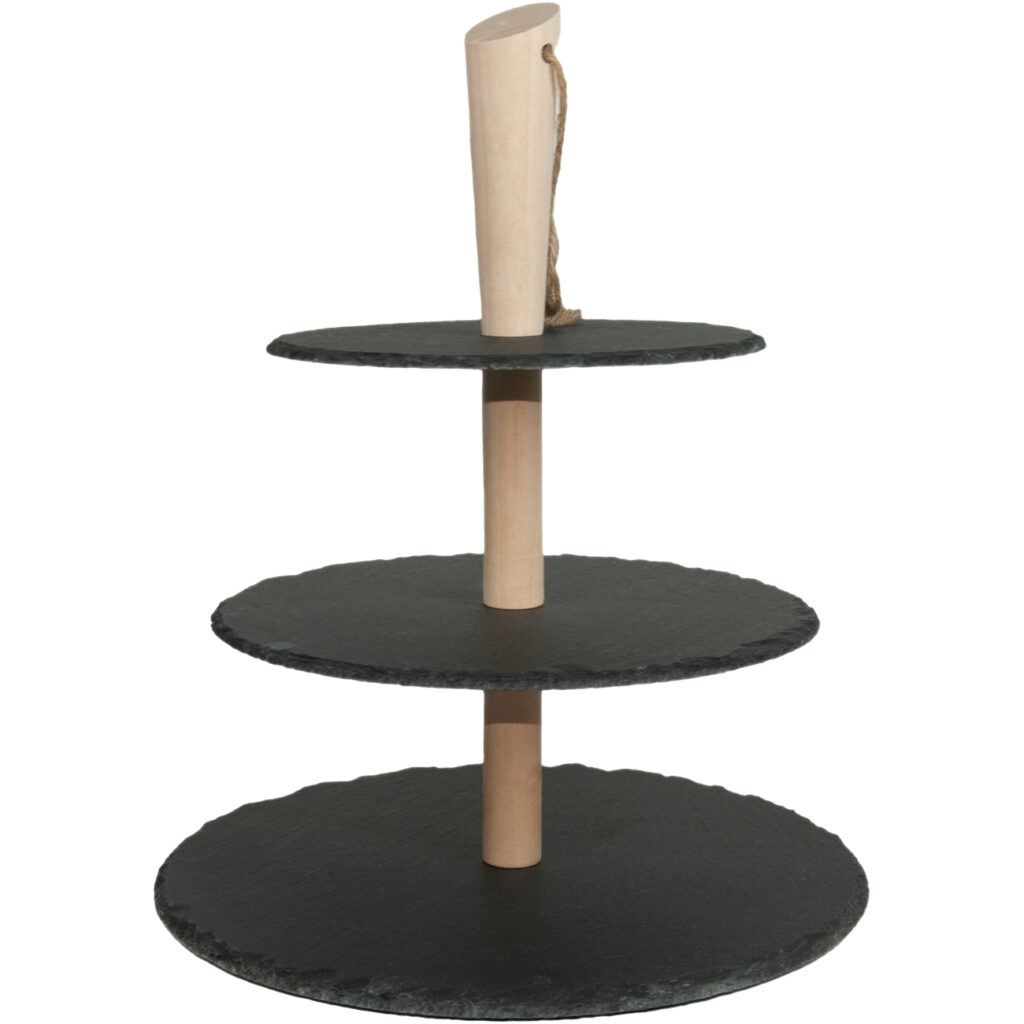 3-stufige Etagere aus Schiefer, 30 x 30 cm, 25 x 25 cm, 20 x 20 cm, Höhe 36 cm