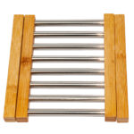 Ausziehbarer Untersetzer aus Bambus, Streben aus Edelstahl