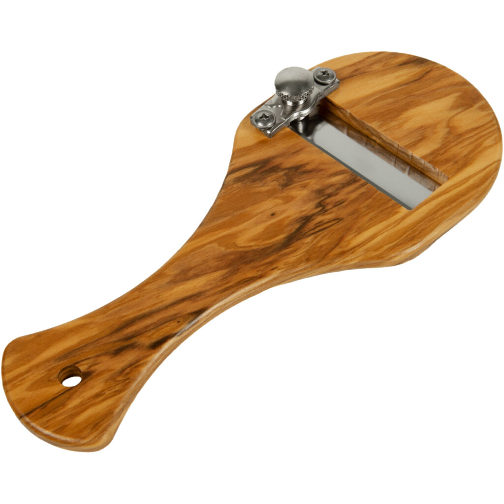 Trüffelreibe, Trüffelhobel, mit geradem Schliff, 20 x 9 cm, Olivenholz