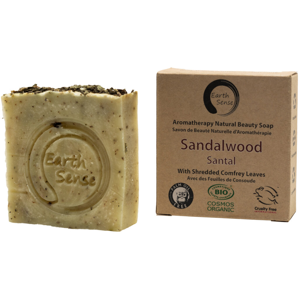 Handgemachte Bio-Seife mit Sandelholz, Naturseife ohne Palmöl, Vegan