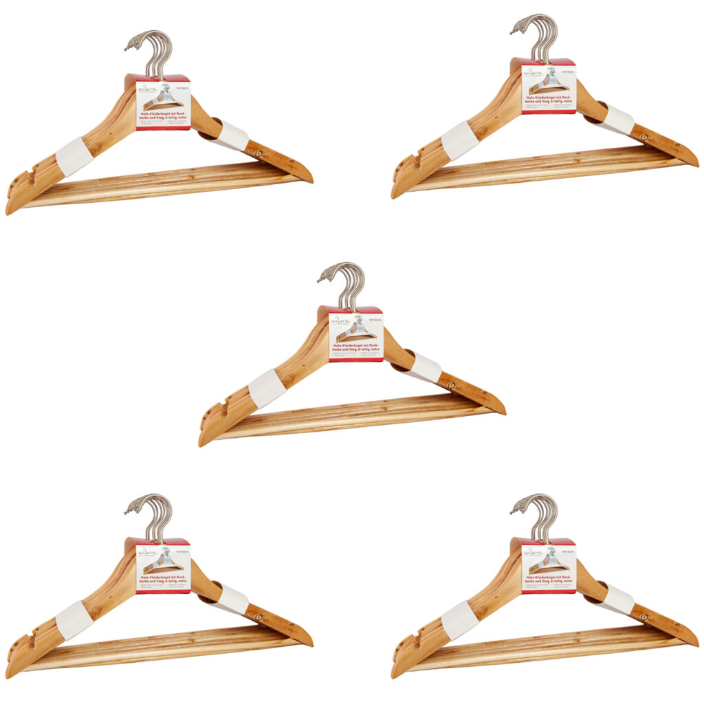 40 Kleiderbügel aus Holz mit Rockkerbe und Hosensteg