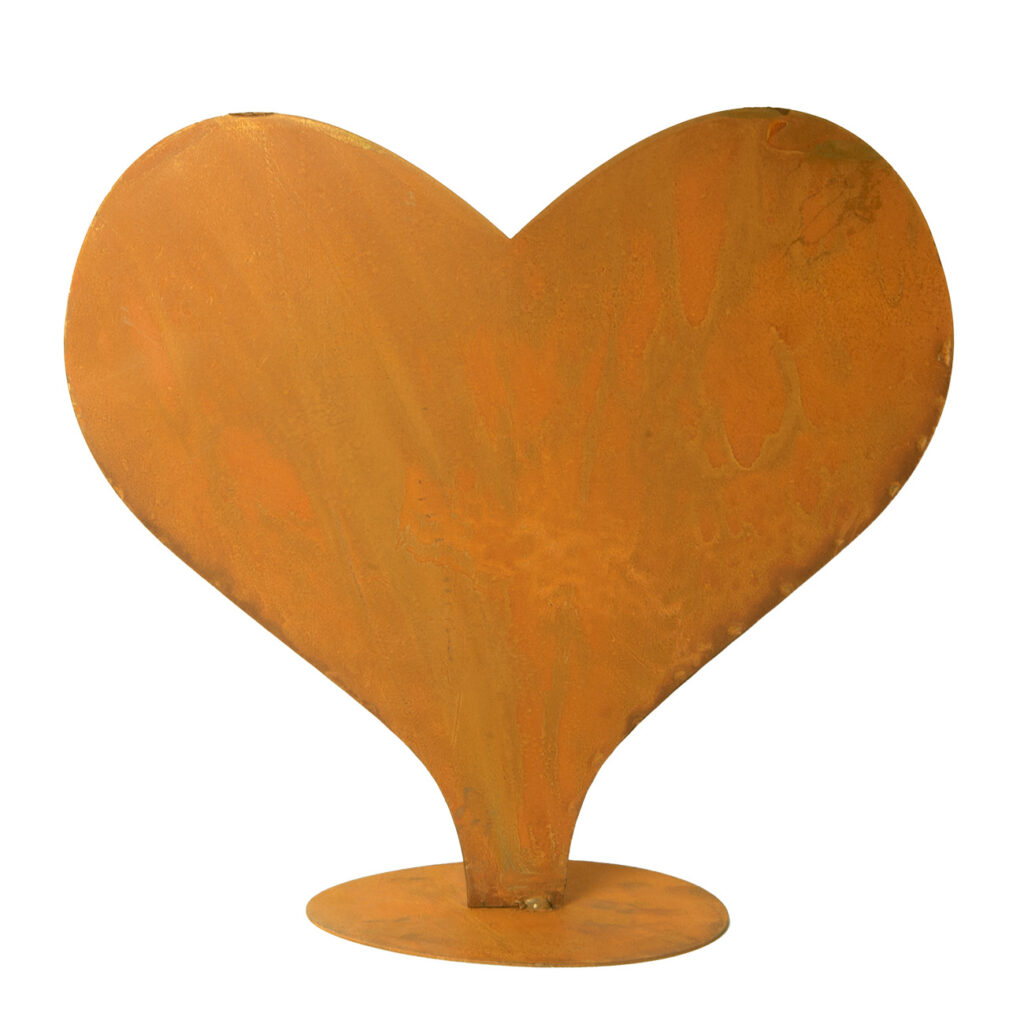 Aufsteller Herz aus Metall, Rost-Finish, braun, 24 x 20 x 12 cm