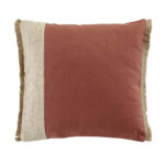 Kissen aus Baumwolle und Jute, mit Fransen, rostrot, beige, braun, 40 x 40 cm