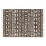 Rechteckiger Teppich mit Fransen, Baumwolle & Jute, mit Ethno-Muster, 120 x 170 cm