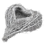 Naturdekoration in Form eines Herzens, Pflanztopf aus Ästen, weiss gekalkt, 25 x 20 x 5