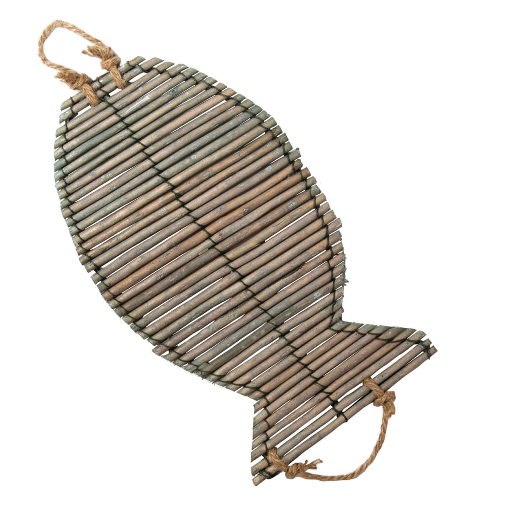 Natur Untersetzer Teller und Töpfe, Tischdekoration Fisch Korbweide, 36 x 20,5 x 1,5 cm