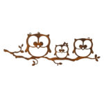 Hängedekoration Eulenzweig, Wandhänger aus Metall in Rostoptik, 36 x 12 cm