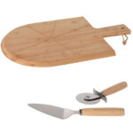Pizza-Set mit Pizzabrett, 3-teilig, Schneider und Heber, Pizzaschieber aus Bambus