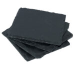 4er-Set Schiefer-Untersetzer, Glasuntersetzer in edler Optik, je 10 x 10 cm