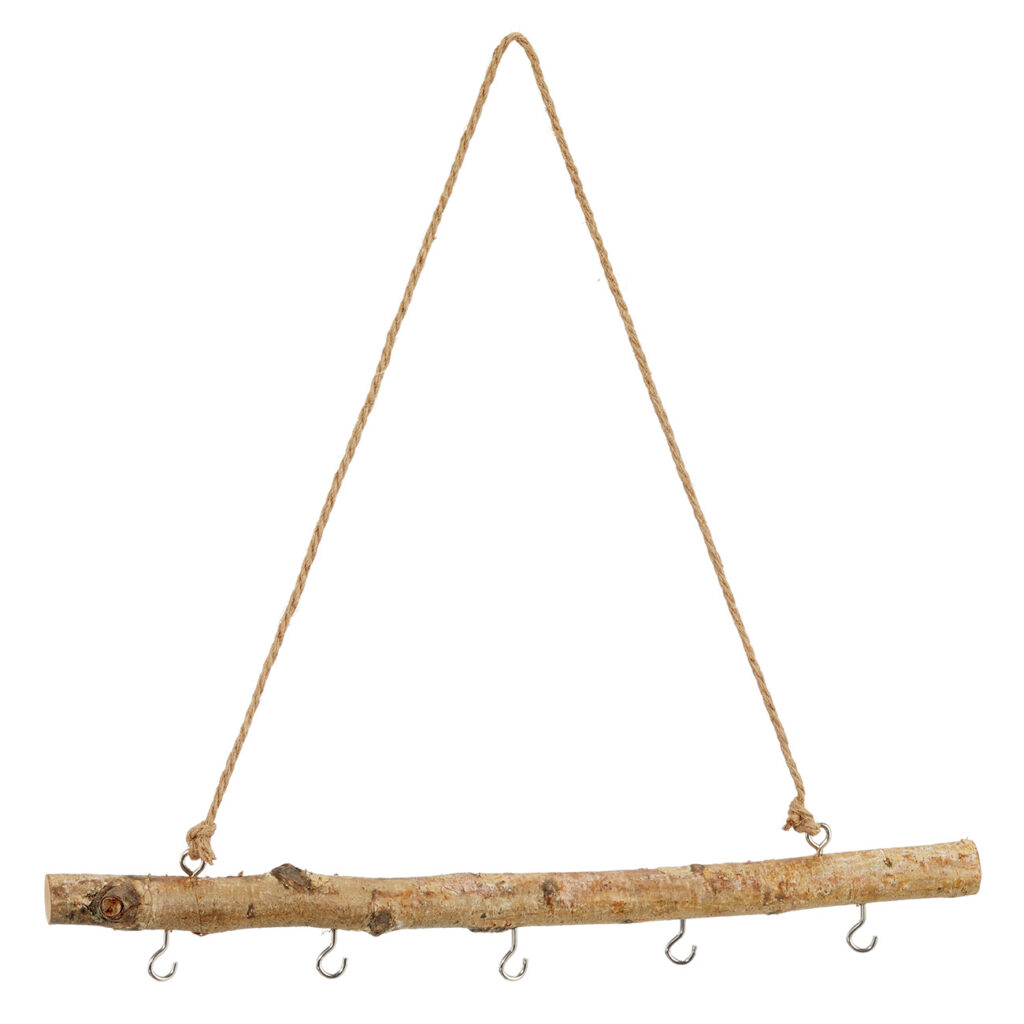 Schlüsselbrett aus Birkenholz, Kleiderhaken an Holzbrett zum Aufhängen, 50 x 3 x 3 cm