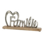 Schriftzug Familie, Aufsteller Holz zum Dekorieren, silber, 32 x 16 x 5 cm