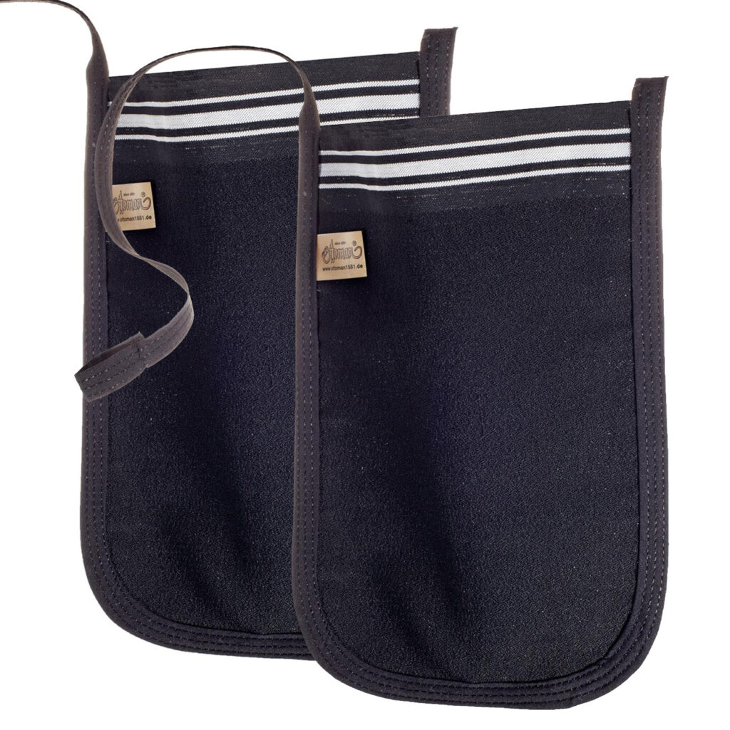 2er-Set Hamam Peelinghandschuh Deluxe, pflegendes Körperpeeling für Gesicht und Körper