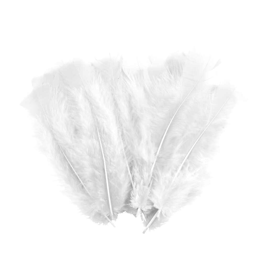 35 weisse Bastelfedern, Bastelzubehör weiche Federn, Länge 17 cm