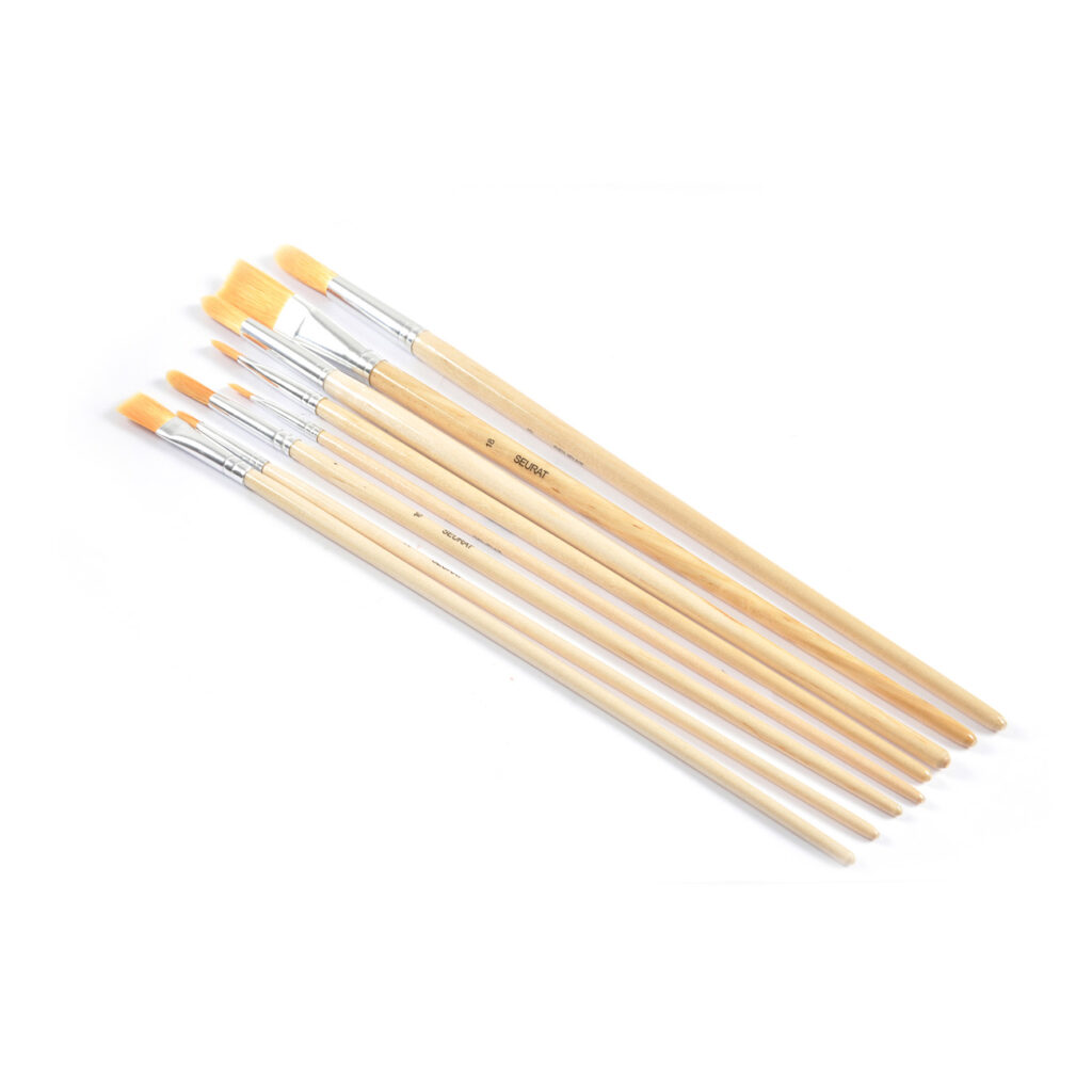 8-teiliges Pinsel Set mit Griff aus Holz, Künstlerpinsel Haar- und Borstenpinsel