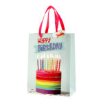 Geschenktüte Papier Torte, Geschenktasche mit Henkel und Anhänger, 17 x 23 x 9 cm