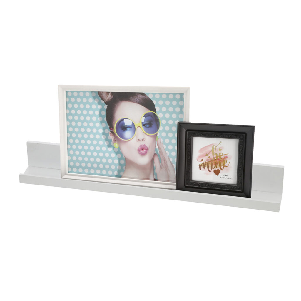 Bilderleiste zum Befestigen an die Wand, Schweberegal weiss, 58 x 6,8 x 6 cm