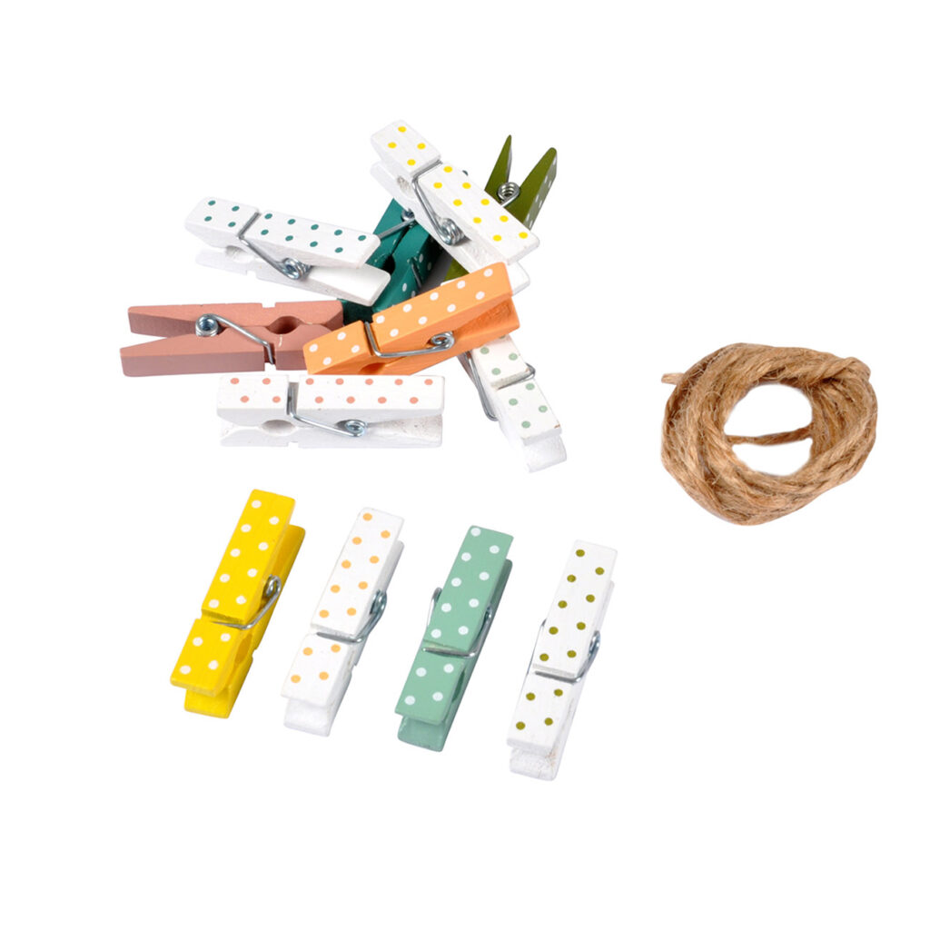 Mini-Klammern zum Verzieren, 12er-Set Wäscheklammern Deko mit Punkten