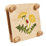 Blätterpresse aus Buchenholz, Blütenpresse mit Farben und Malvorlagen, 18,5 x 18,5 cm Blätterpresse aus Buchenholz, Blütenpresse mit Farben und Malvorlagen, 18,5 x 18,5 cm