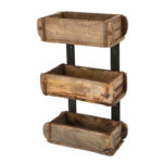 Regal aus Buchenholz und Metall, Hängeregal mit 3 Ablageflächen, 50 x 31 x 15 cm