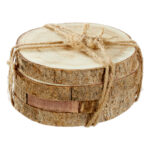 Untersetzer aus Holz 4er-Set, Baumstamm Scheiben als Dekoration, je 12 x 2 x 12 cm