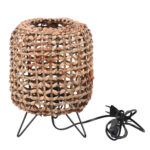 Lampe aus Wasserhyazinthe und Metall, Tischleuchte Metallgestell, braun, schwarz, 29 cm Lampe aus Wasserhyazinthe und Metall, Tischleuchte Metallgestell, braun, schwarz, 29 cm