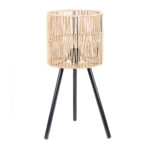 Lampe aus Seil und Metall, Leuchte mit Metallgestell, braun, schwarz, 48 cm