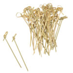 Cocktailspiesse 50er-Set aus Bambus, Lebensmittelspiesse mit geknoteten Enden