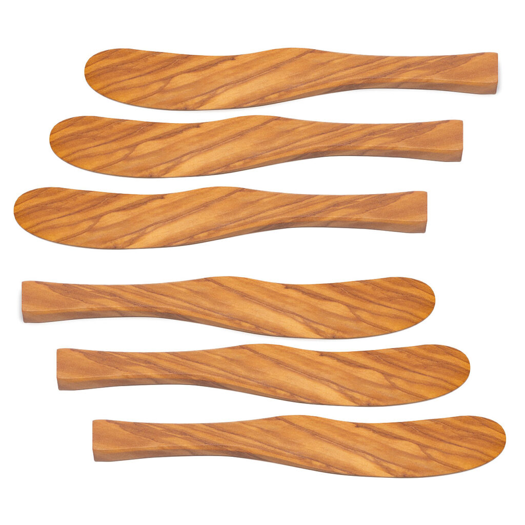 Buttermesser, Streichmesser, 17 cm, Olivenholz, 6er-Set