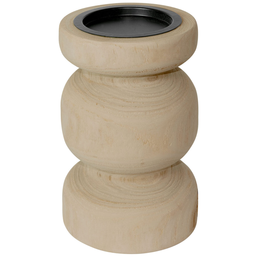 Kerzenständer aus Paulowniaholz, Kerzenhalter in hübscher Form, braun, 12 x 20 cm