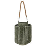 Laterne aus Naturmaterial, Laterne mit Henkel, grün, 19,5 x 19,5 cm