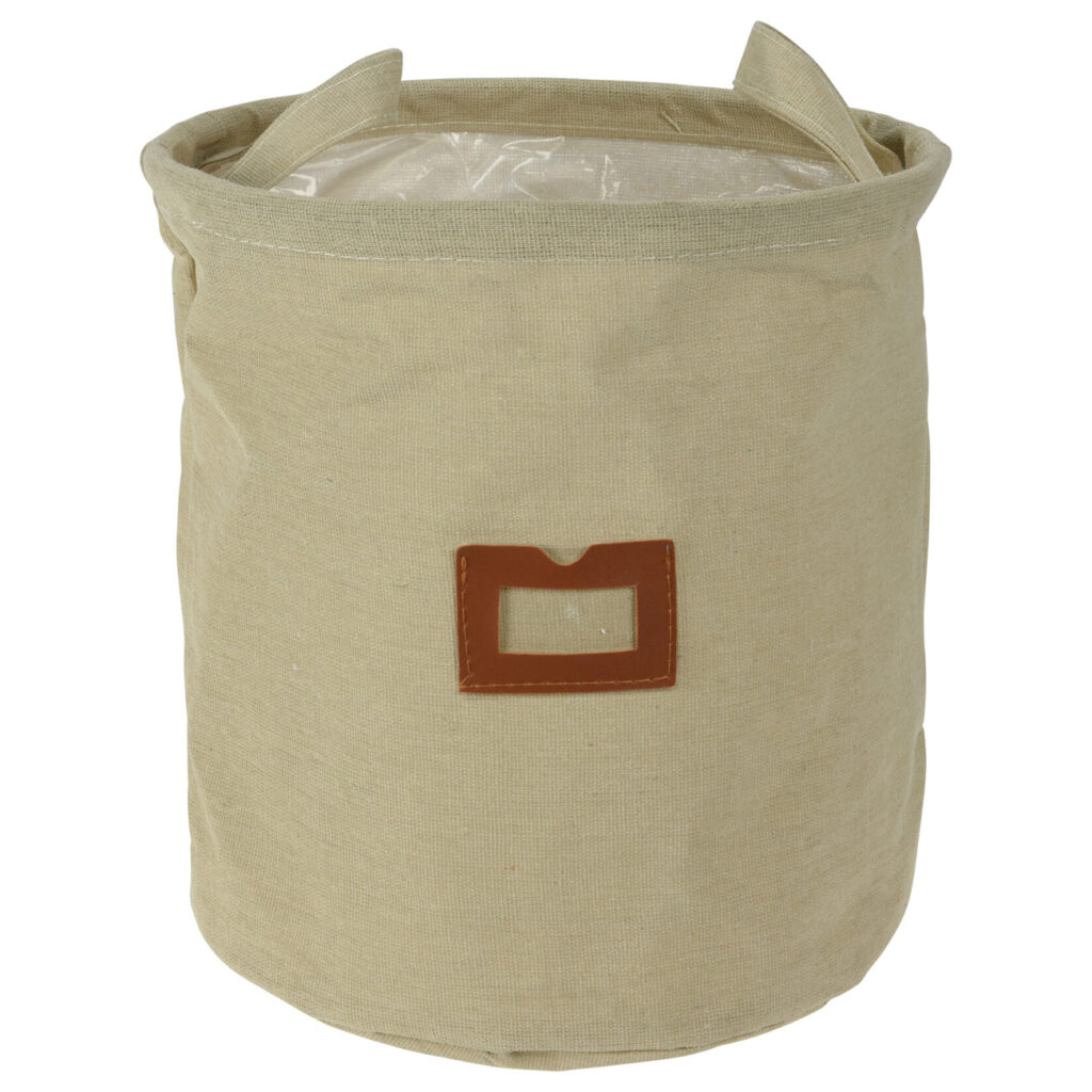 Textil-Übertopf aus Baumwolle,beige, Pflanzsack mit Schutzfolie, 24 x 26 cm