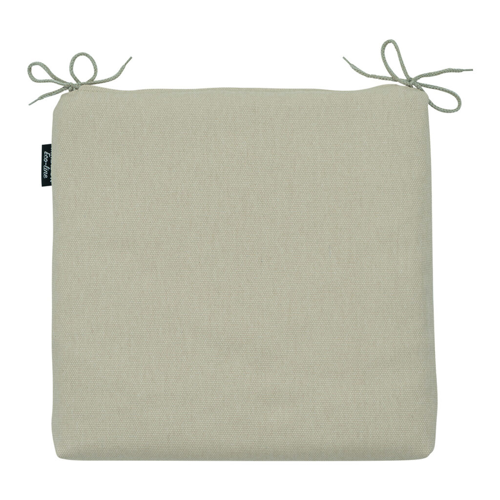 Stuhlkissen Outdoor mit Bändchen, Sitzkissen wasserabweisend, beige, 40 x 40 cm