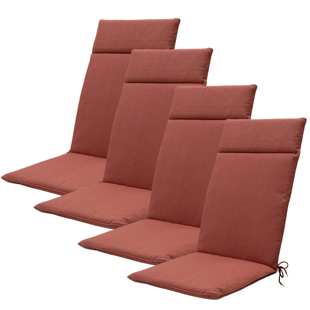Hochlehner-Auflage 4er-Set, Gartenstuhlkissen wasserabweisend, terra, 120 x 50 cm