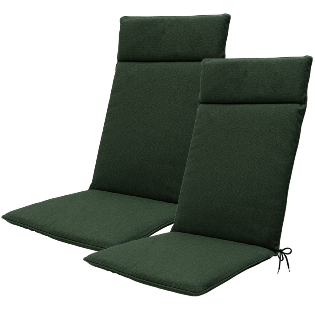 Hochlehner-Auflage 2er-Set, Gartenstuhlkissen wasserabweisend, grün, 120 x 50 cm