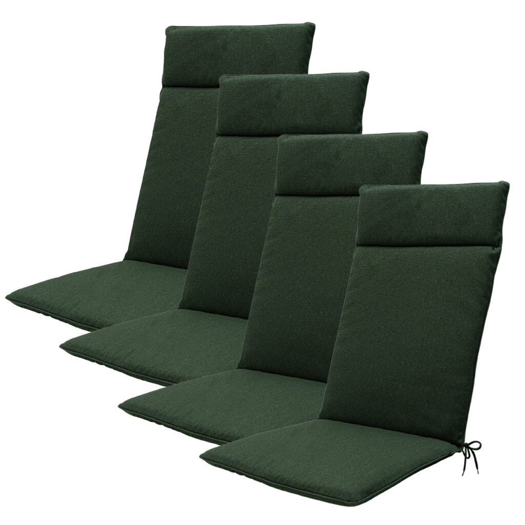 Hochlehner-Auflage 4er-Set, Gartenstuhlkissen wasserabweisend, grün, 120 x 50 cm